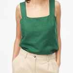 J.Crew  Linen blend squareneck tank top size small green Photo 0