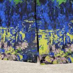 Grace Chuang Long Jacket Womens L Blue Satin Monet Print Swing Style Open Front Size L Photo 11