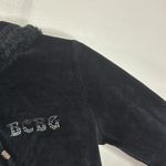 BCBGMAXAZRIA Velour Black Zip Hoodie spell out logo crystal bling Y2K size S Photo 9