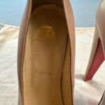 Christian Louboutin Peep Toe Platform Heels Nude Leather Stiletto Size 37.5 Photo 10