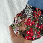 Venus Stretch Medium Wash Denim Mid Rise Embroidered Floral Lace Hem Ankle Jean Photo 5