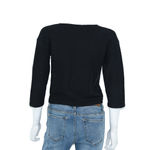Madewell  Sweater Women Size Small Tied Front Cropped Knit Black Long Sleeve V Photo 4