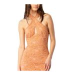 Bardot Corset Dress Womens XS Rust Riviera Crossover Halter Neck Lace Cocktail Photo 2