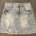 Tinseltown Light Blue Pearl Denim Skirt Photo 0