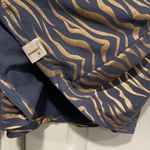 Thalia Sodi  Size L Blue Copper Metallic Zebra Print Popover Henley Top Very Soft Photo 5