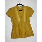 Fossil  Boho Yellow Button Up Shortsleeve Top Size Small Photo 2