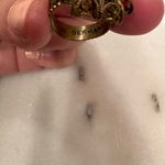 Vintage West Germany Gold Tone Ring Adjustable Green Stones Photo 4