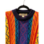 Vintage 80's Kitty Hawk By Vivian Wang Size Medium Wool Blend Colorful Sweater Blue Photo 2