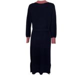 BODEN Navy Knit Sweater Dress‎ Pink Green L/S Belted Wool Blend NWT Size 4 Blue Photo 5
