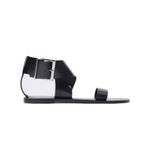 ZARA Black Leather Criss Cross Flat Sandals Maxi Buckle Size 41 Photo 2