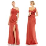 Mac Duggal  Draped One Shoulder Chiffon Gown in Crimson Red Size US 4 Photo 0