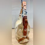 Coach  Carly Cream Signature Canvas Tan Leather Hobo Turn Lock Y2K Shoulder Bag Photo 3