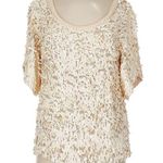 French Connection Cream Ivory Sequin Embellished Ruffled Blouse Size 6 Small S Photo 0