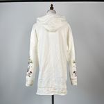 Johnny Was NWOT  Embroidered Floral French Terry Raw Hoodie Sweatshirt Sz S Cream Photo 6