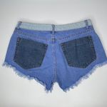 Cotton On Denim Shorts Womens 6 Blue Color Block Frayed Cotton Western Dukes Photo 1