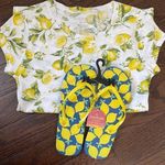 Wound Up NWT Wound‎ Up Tee and Flip Flop Set. Lemons Size Medium 7/8 Photo 0