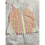 J Brand Lucy Cami Women's Small Silk Pink Yellow Cream Striped Strappy V-Neck Photo 8
