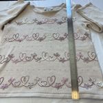 Alfred Dunner Telluride Embellished Hearts Sweater Women's Petite Medium Beige Photo 4