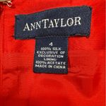 Ann Taylor  | Red Silk Fit and Flare Cocktail Dress Beaded Spaghetti Straps Sz 4 Photo 6