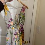 H&M  V-neck Plunge Back Linen Blend Floral Maxi Dress Photo 5