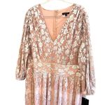 NWT Marina Metallic Floral Cocktail Dress in Blush Size 2X Pink Photo 2