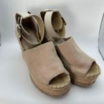 Marc Fisher LTD Women's Espadrille Platform Wedge Sandals Beige Leather Size 6.5 Photo 0