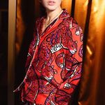 Aerie Red and Purple Cheetah Top 100% Satin Photo 0