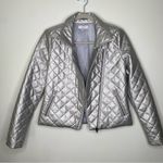 J. Society Quilted Silver Bomber Moto Jacket size S Photo 3