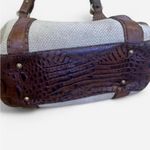 Brahmin  Tan and Cream Canvas and Crocodile Shoulder Bag Photo 7