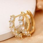CZ Cubic Zirconia Gold Hoop Earrings for Women Photo 1