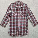 Victoria's Secret Victoria Secret Women Top Large Red Plaid Cotton Blend Long Sleeve Pajama Shirt Photo 0