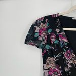 Patrons of Peace Boho Floral Black V-Neck Short Sleeve Floral Maxi Dress Small Photo 3