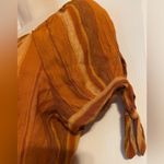 Sweet Wanderer  Orange Rayon Button Down Striped Short Sleeve Top Sz L Vacation Photo 3