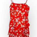ROW A Womens Red Orange Floral Ruffle Tiered Dress Size S Sleeveless NWOT Photo 0