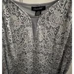 Candalite  Long‎ Lace Silver Elegant Dress Size L  Gown Prom Wedding Photo 3