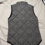 J.Crew XXS Black and White Herringbone Vest front zip up pockets quilted puffer Photo 5