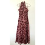 Revelry Athena Dusty Rose Floral Burnout Velvet Halter Bias Cut Formal Dress 6 Pink Photo 1