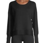 Terez Women’s Size S Black Ribbed Cotton Blend Thumbhole Pullover Sweater Photo 2