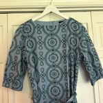 ZARA  blue and green embroidered tie waist shift midi dress small Photo 5