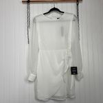 Lulus NWT Lulu’s Much Love White Swiss Dot Long Sleeve Tie-Front Mini Dress Size S Photo 3