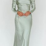 Selfie Leslie Ellory Long Sleeve Off-Shoulder Dress in Sage Photo 0