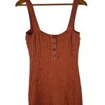 Free People Beach Small Short and Sweet Burnt Orange Knit Mini Dress Button Back Photo 4