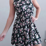 Forever 21 Floral Black and Pink Sleeveless Dress Size Large Super Light  Cute Back Photo 0