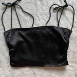 ZARA Smocked Satin Bow Tie Strap Minimalist Chic Going Out Crop Party Top Small Photo 1