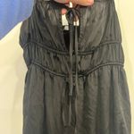 Free People  Mini Dress Medium Black Satin Bow Tie Slip Photo 6