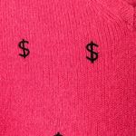Reformation Sz XS/S Women's Pink Dollar $ Sign Vneck Sweater Photo 3