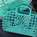 H&M Light Green Butterfly Picnic Basket Beach Bag Summer Tote Photo 3