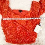 1. State 1.‎ STATE Orange Coral Paisley Sweetheart Smocked Top Cottagecore Medium New Photo 6