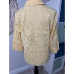 Vtg Butter Yellow Butterfly Shimmer Lightweight 3/4 Sleeve Button Photo 1