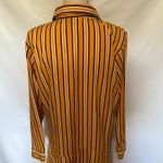 Boohoo  Stripe  Shirt Dress Sz 12 Mustard Preppy Fall Boho Oversize Drop Waist Photo 6